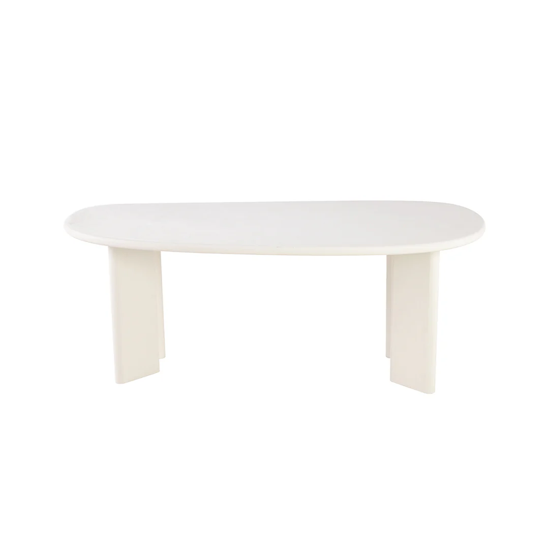 Eettafel Organisch Maya Microcement Paneelpoot 210 cm Wit