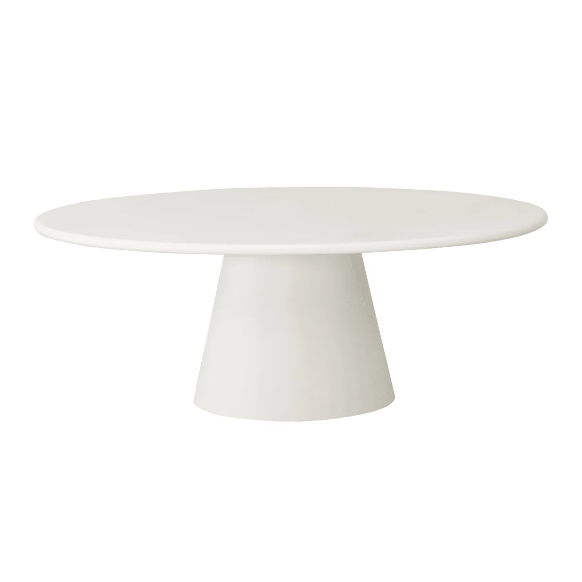 Eettafel Ovaal Maya Microcement Kegelpoot 200 cm Wit