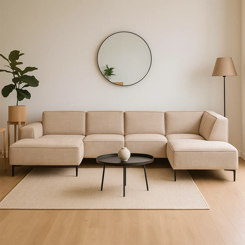 Hoekbank Soren 5-zits Rechts U-opstelling Beige