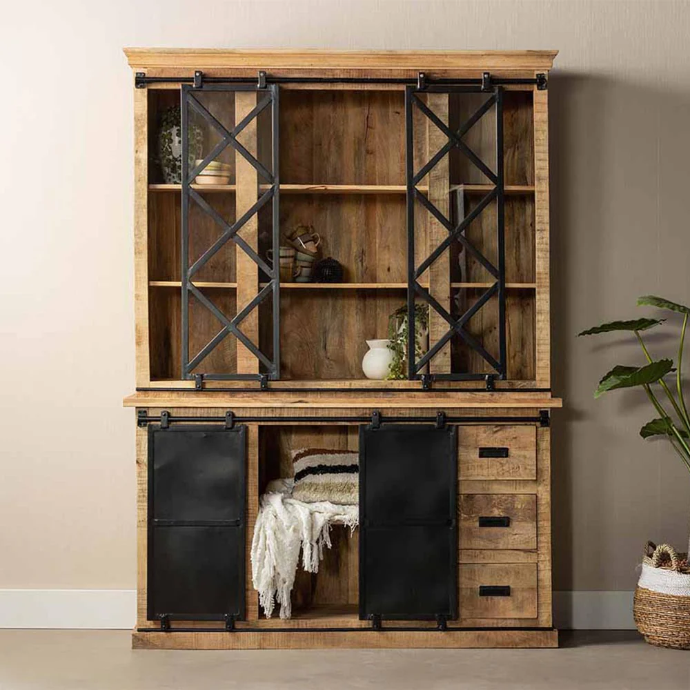 Mangohouten Buffetkast Milan 160 cm met dubbele deurtjes X