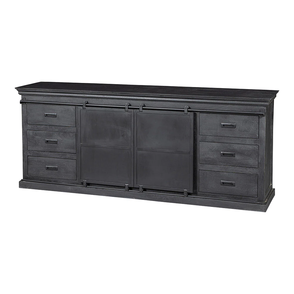 Mangohouten Dressoir Milan 190 cm Zwart - Image 3