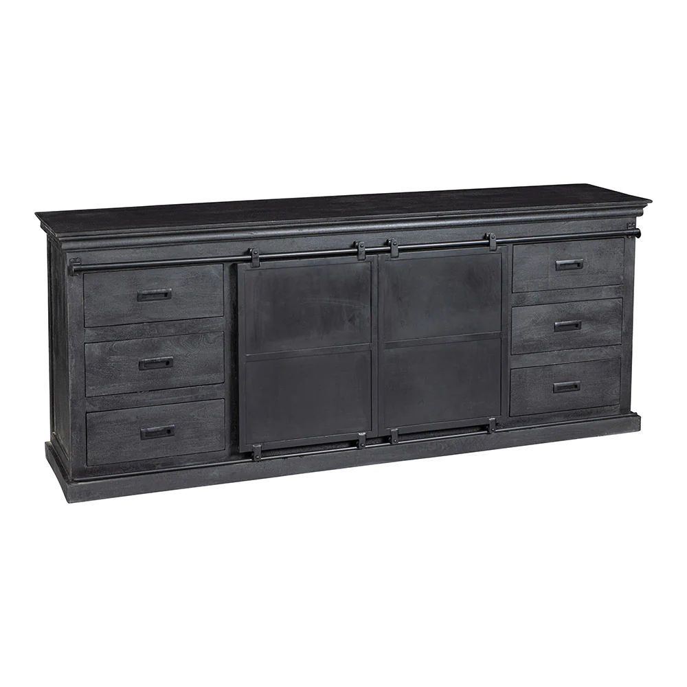 Mangohouten Dressoir Milan 200 cm Zwart - Image 3