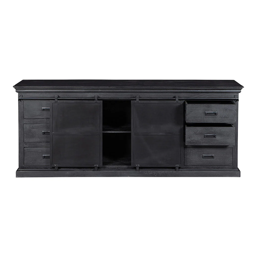 Mangohouten Dressoir Milan 200 cm Zwart - Image 4