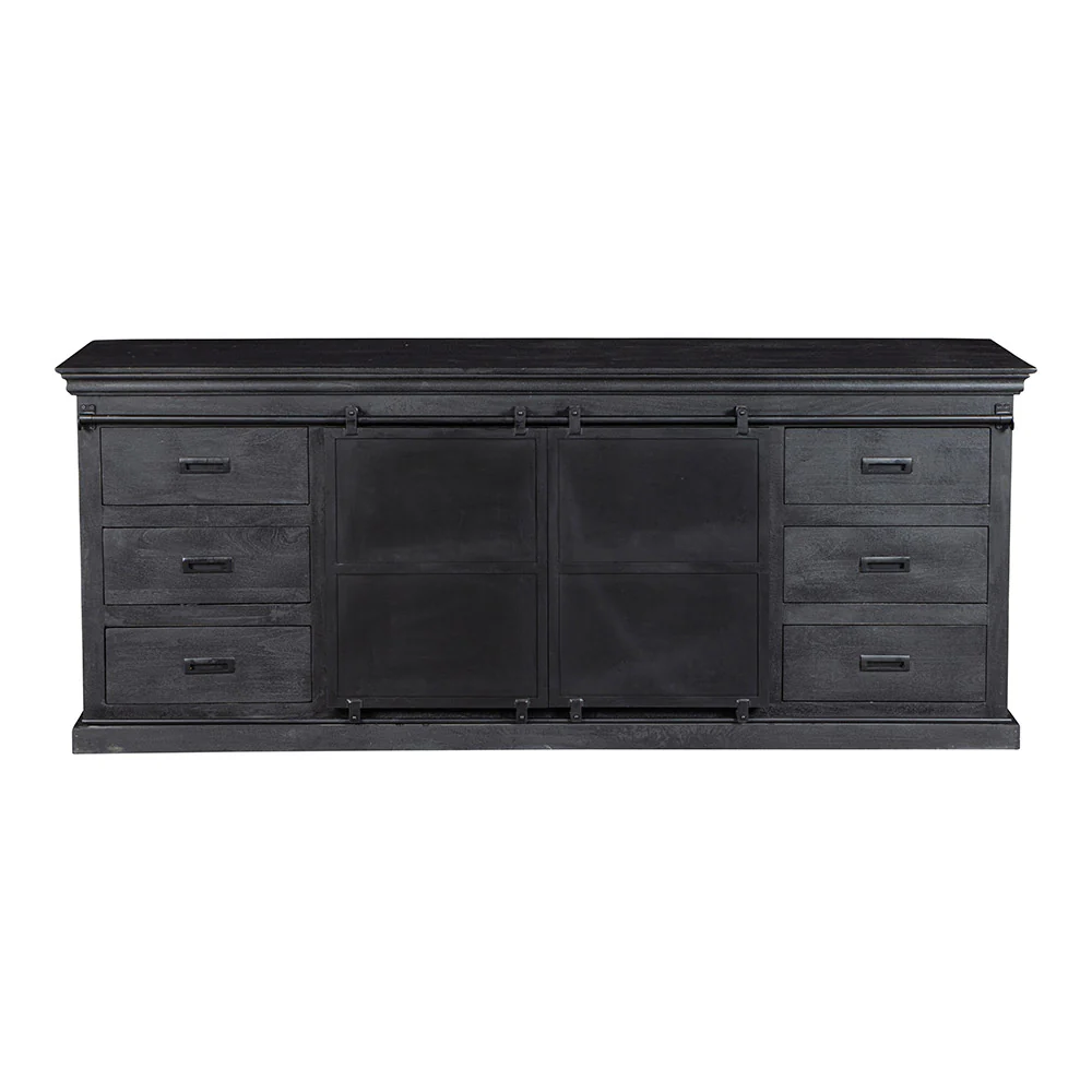 Mangohouten Dressoir Milan 200 cm Zwart - Image 5