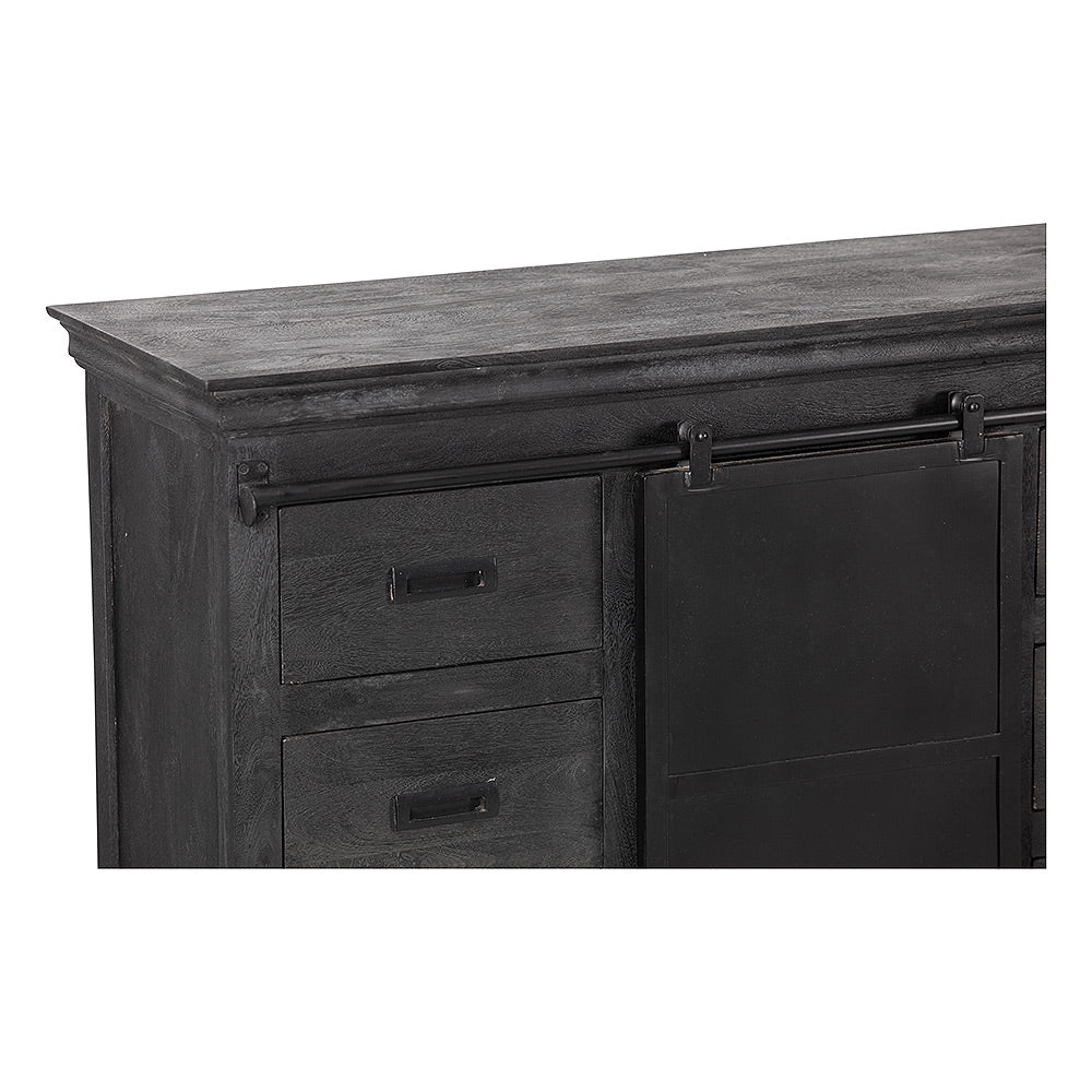 Mangohouten Dressoir Milan 200 cm Zwart - Image 7