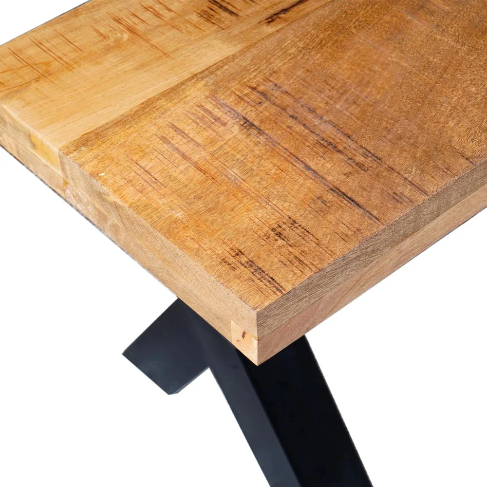 Mangohouten eetkamerbank Cedric X-poot 160x40 cm - Image 4
