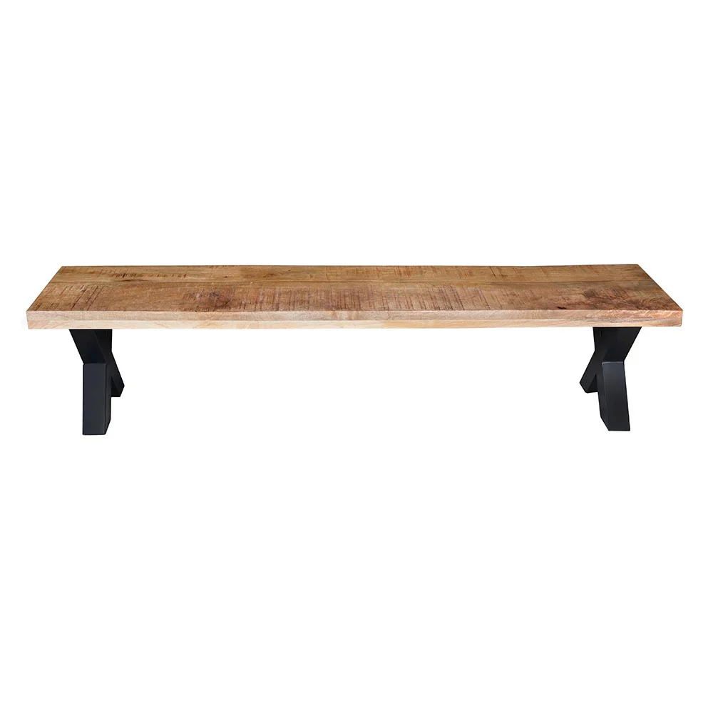 Mangohouten eetkamerbank Cedric X-poot 180x40 cm - Image 3