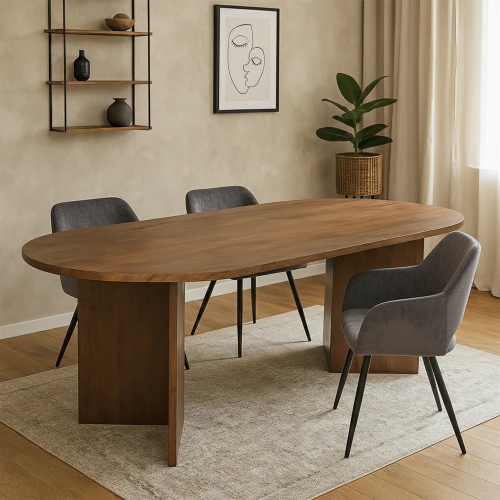 Mangohouten Eettafel Eilis 240x110 cm Walnoot