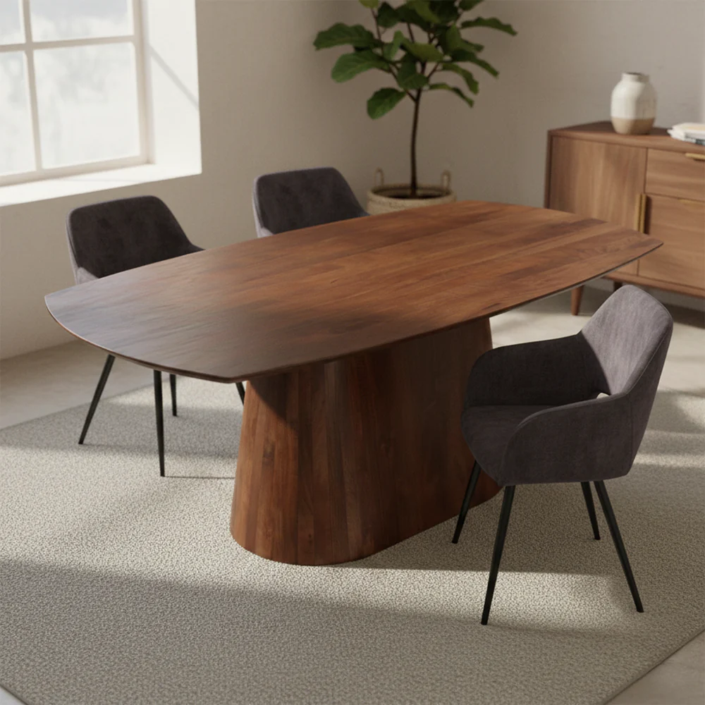Mangohouten Eettafel Mick Deens ovaal bruin 160×90 cm