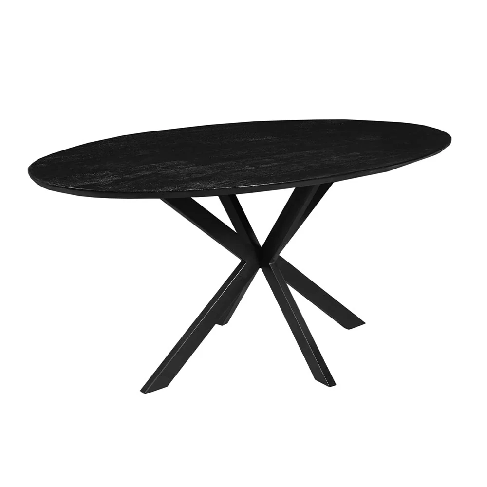 Mangohouten Eettafel Ovaal Julia 210x100 cm Zwart (2,5 cm) - Image 4