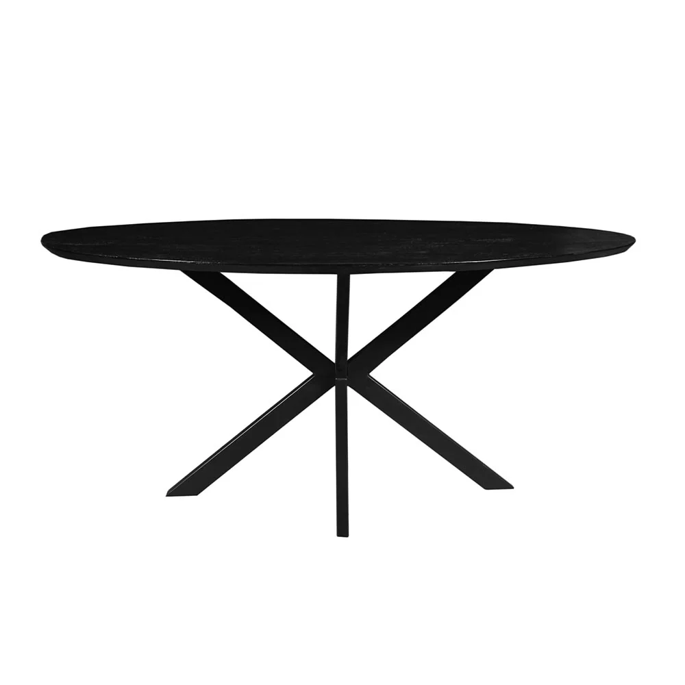Mangohouten Eettafel Ovaal Julia 260x120 cm Zwart (2,5 cm) - Image 3