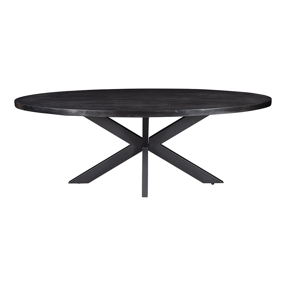 Mangohouten Eettafel Ovaal Oscar 300x130 cm Zwart (5cm) - Image 2