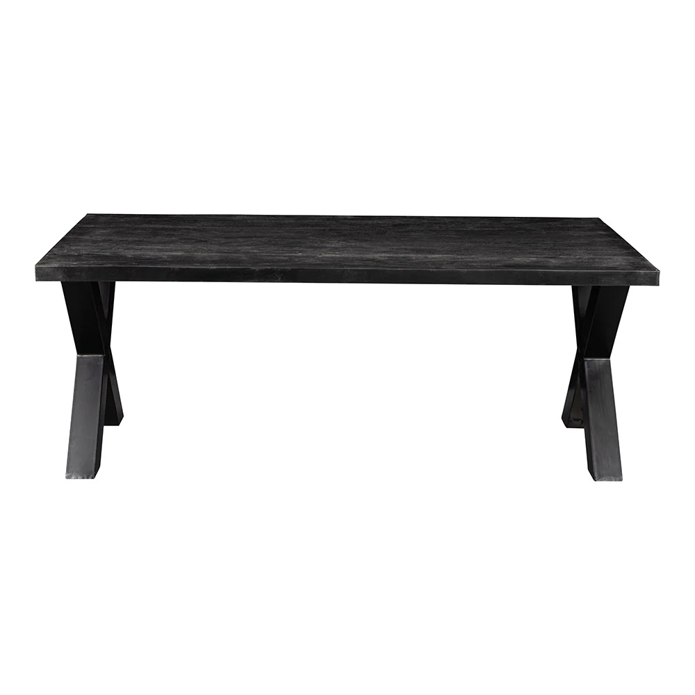Mangohouten Eettafel Rechthoek Cedric 240x100 cm Zwart (6cm) - Image 2