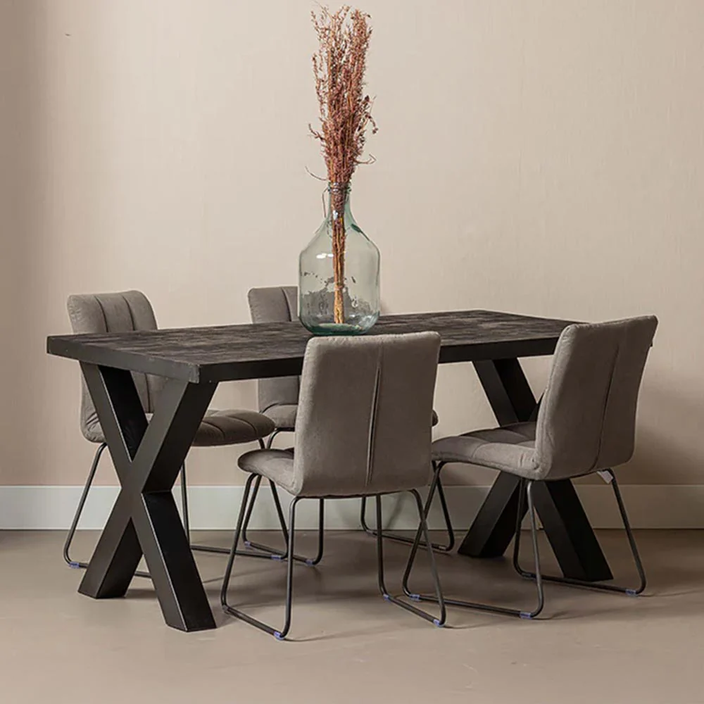 Mangohouten Eettafel Rechthoek Cedric 280x100 cm Zwart (6cm)