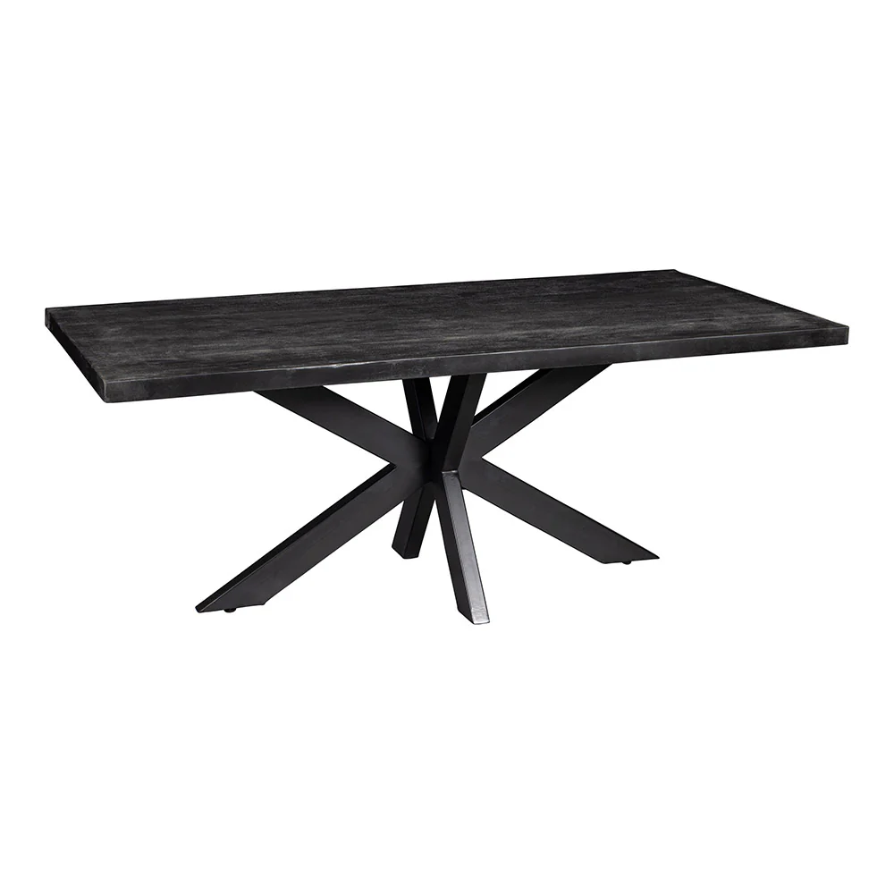 Mangohouten Eettafel Rechthoek Donald 200x100 cm Zwart (6cm) - Image 3