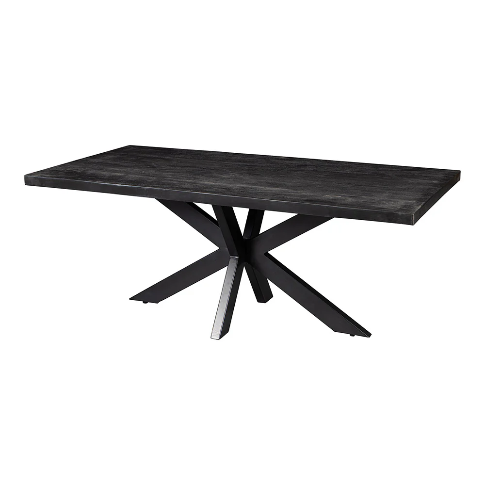 Mangohouten Eettafel Rechthoek Donald 200x100 cm Zwart (6cm) - Image 4