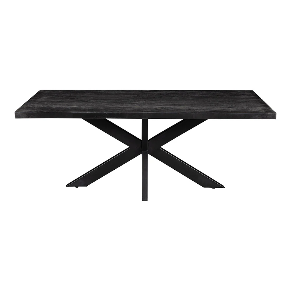 Mangohouten Eettafel Rechthoek Donald 240x100 cm (6cm) Zwart - Image 2