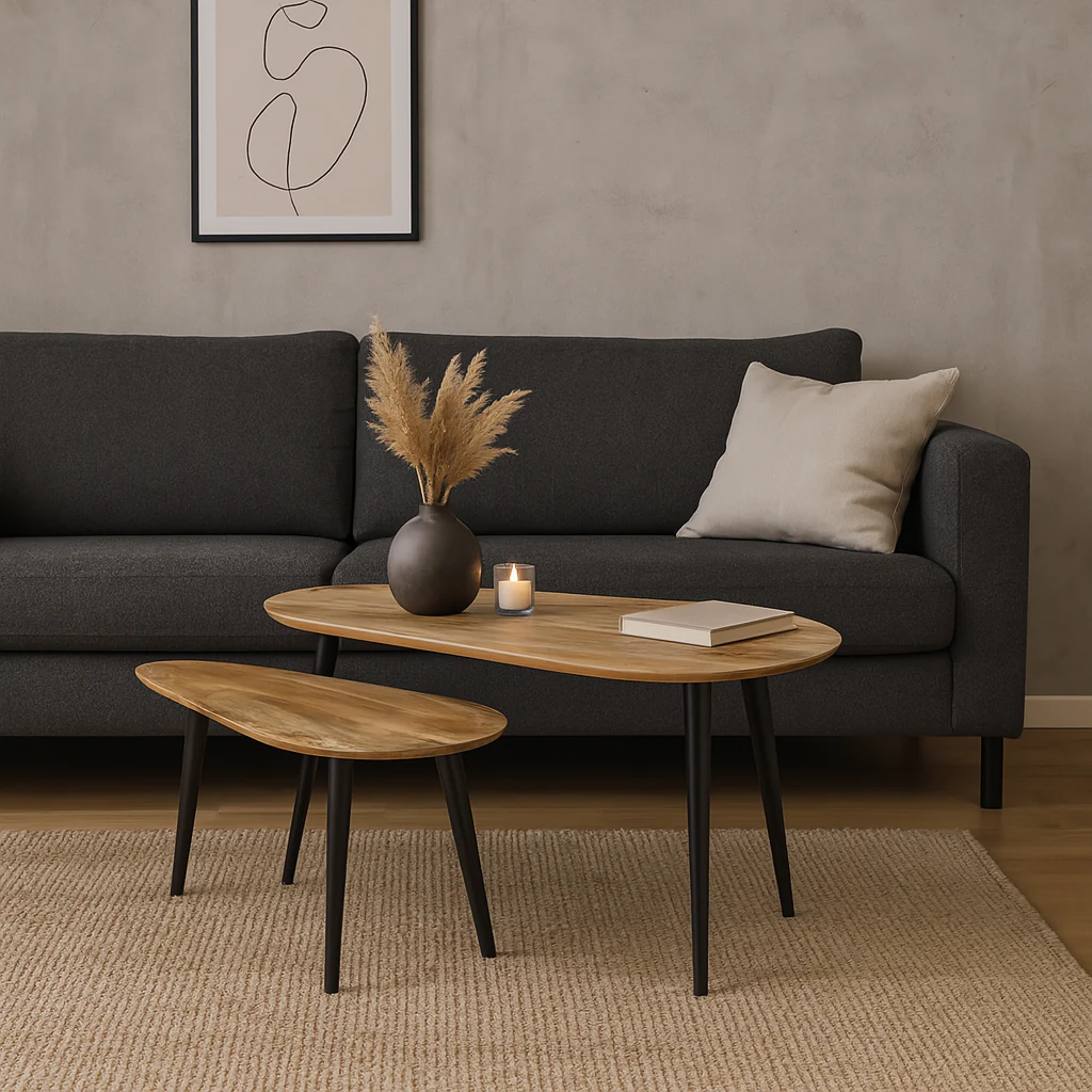 Mangohouten Salontafels Milo - Set van 2
