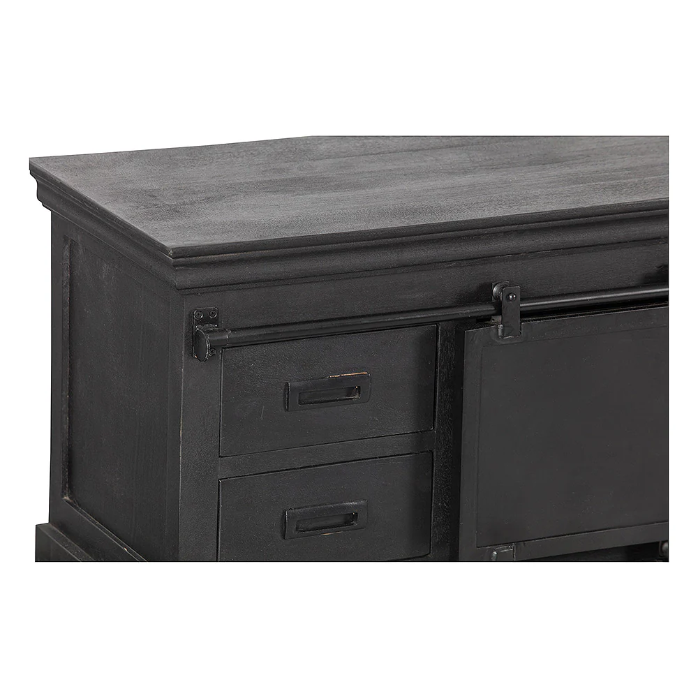 Mangohouten TV Meubel Milan 160 cm Zwart - Image 5