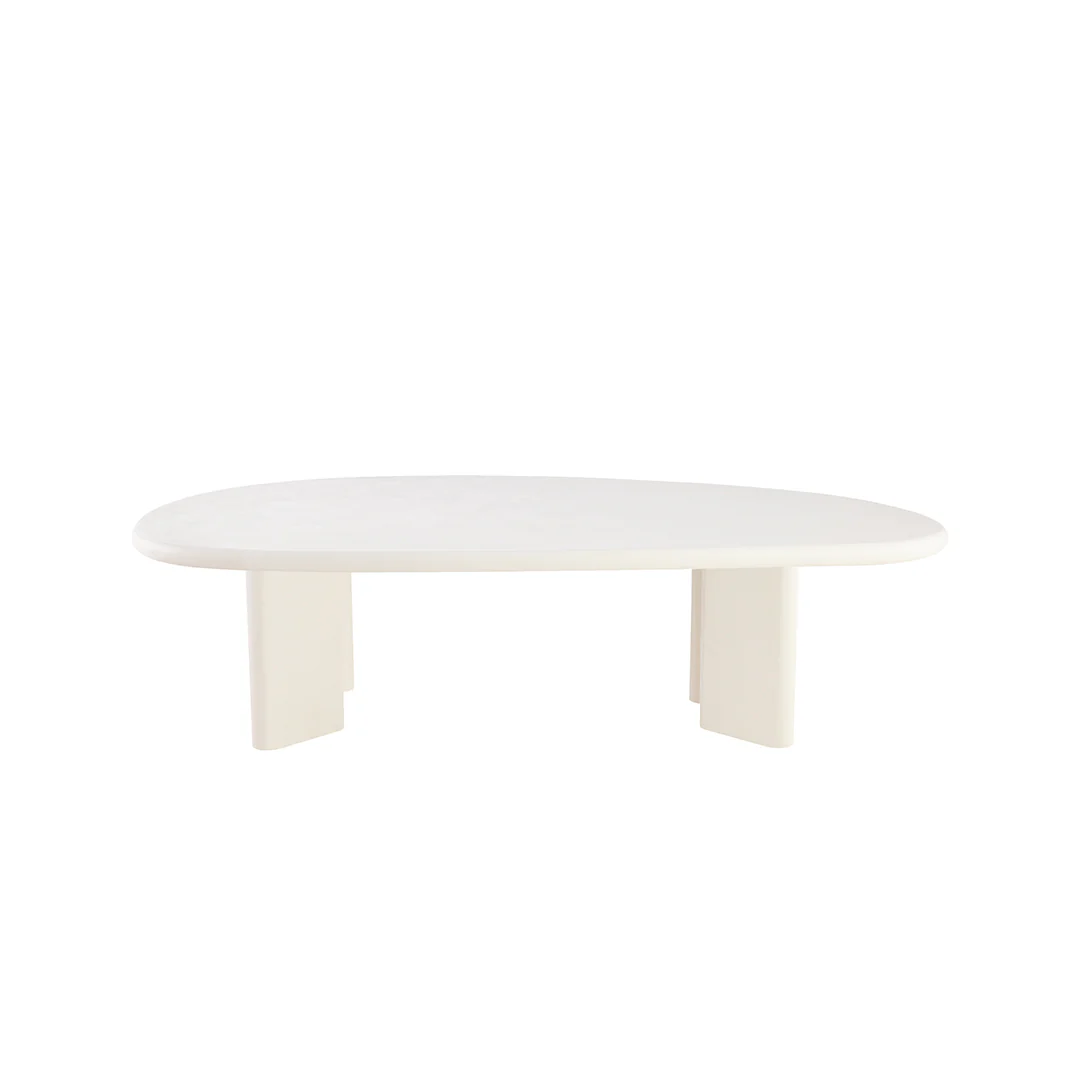 Salontafel Organisch Maya Microcement Paneelpoot 120 cm Wit - Image 5